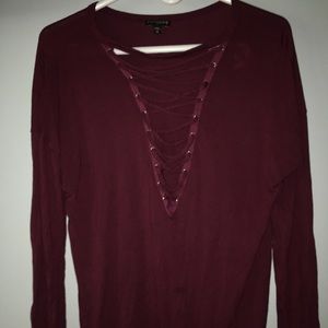 Long sleeve. Size M but fits like a L